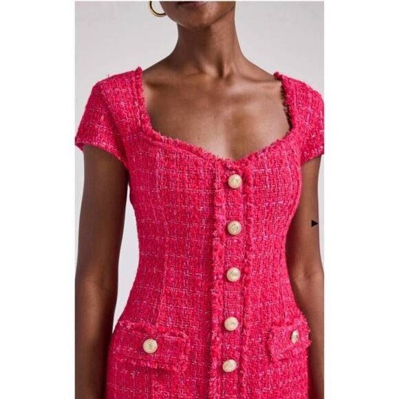 NEW GENERATION LOVE Quincy Tweed Mini Dress in Hot Pink Size XS Lined - Picture 3 of 7